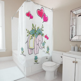 Rideau de douche Eléphant Floral