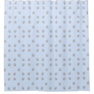 Rideau de douche Empreinte de patte bleu clair et