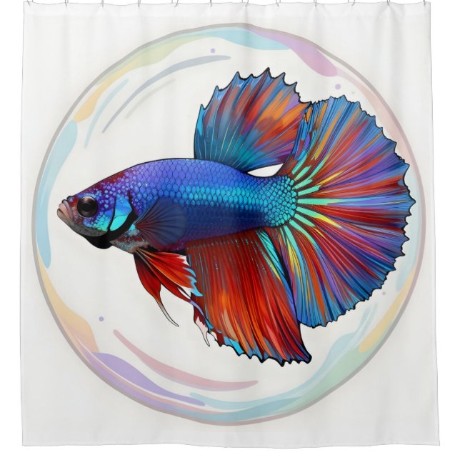 Rideau de douche en art Iridescent Current – Poiss (Devant)