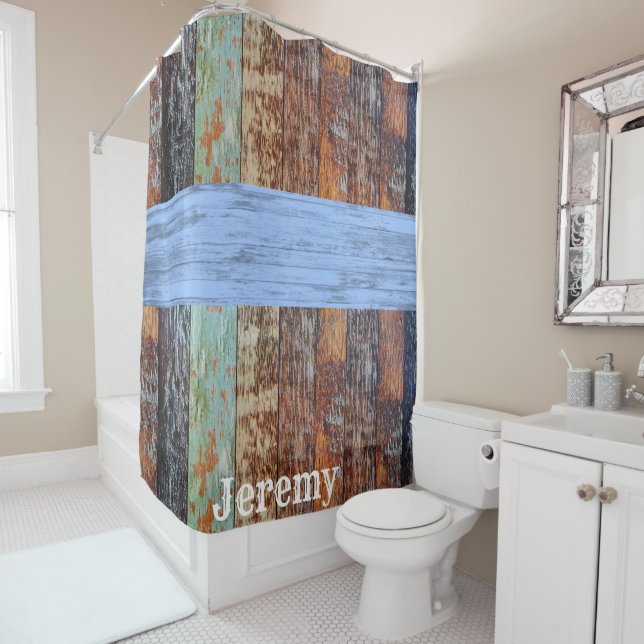 Rideau de douche en bois (En situation)