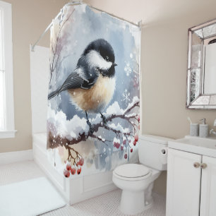 Rideau de douche en chickadee