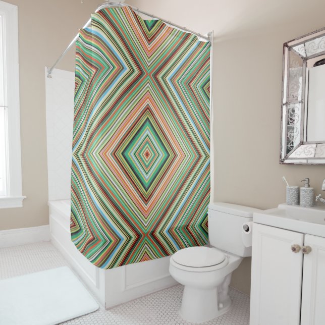 Rideau de douche en diamant Tartan (En situation)