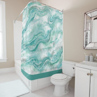 Rideau de douche en marbre turquoise