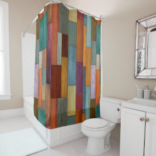 Rideau de douche en planches de bois