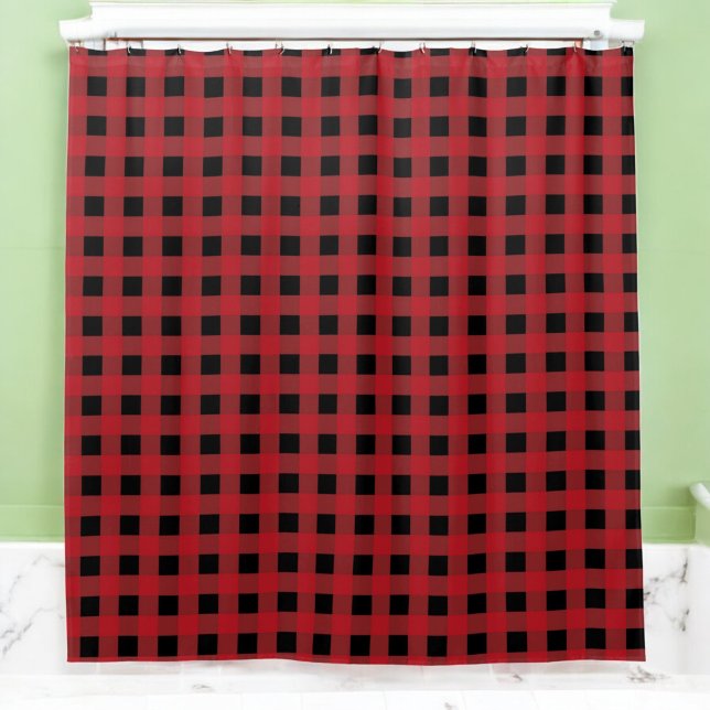 Rideau de douche en plastique de Buffalo rouge pou (Créateur téléchargé)