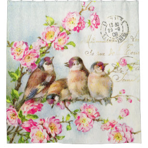 Rideau de douche en plumes printanières