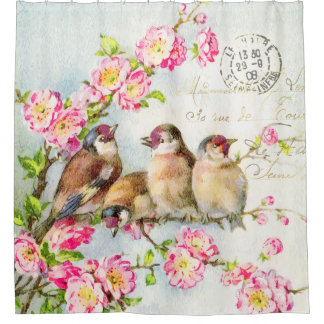 Rideau de douche en plumes printanières