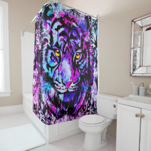 Rideau de douche en tigre bleu Face de tigre pou