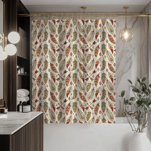Rideau de douche ethnique Motif flèches et plumes (Ethnic Shower Curtain Arrows and Feather Motif)
