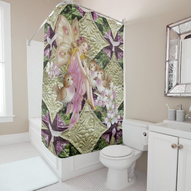 Rideau de douche Fée Florale (En situation)