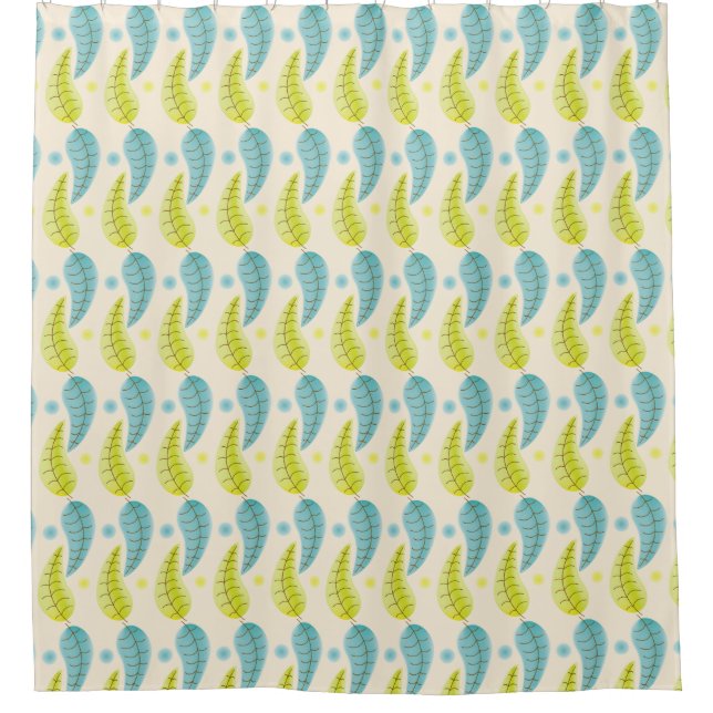 Rideau de douche feuille Chartreuse et Aqua (Devant)