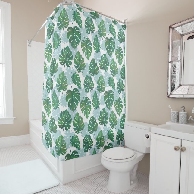 Rideau de douche - "Feuilles de palmier" (En situation)