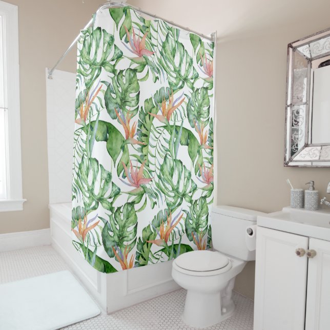 Rideau de douche Feuilles Tropicales (En situation)