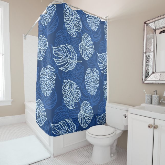 Rideau de douche Feuilles Tropicales (En situation)