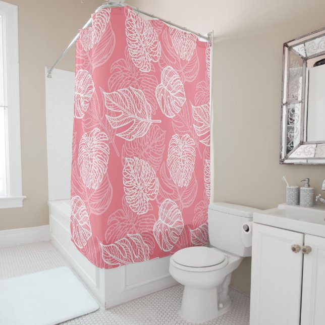 Rideau de douche Feuilles Tropicales (En situation)