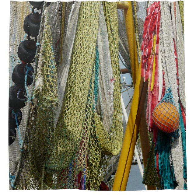 rideau de douche filets de pêche abstraits (Devant)