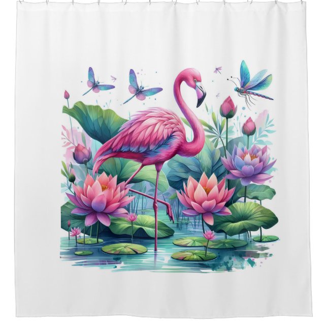 Rideau de douche Flamant en Paradis (Devant)