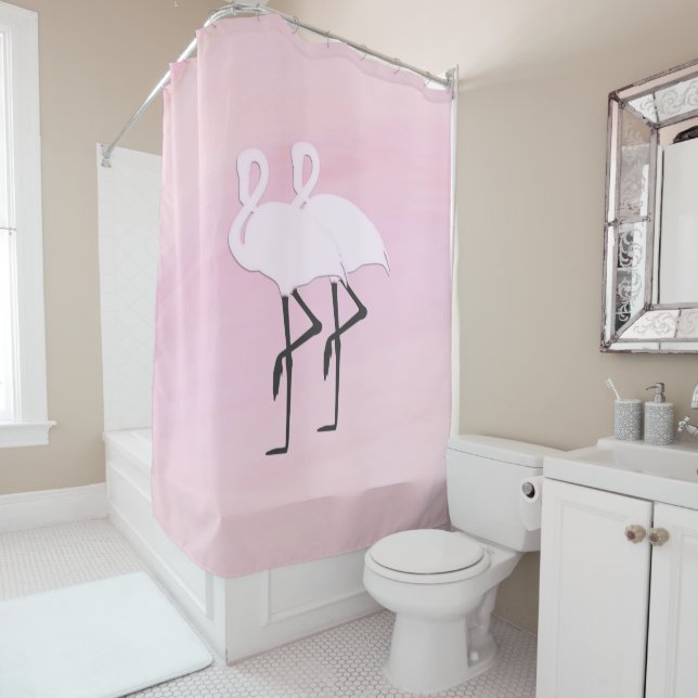 Rideau de douche Flamant Rose (En situation)