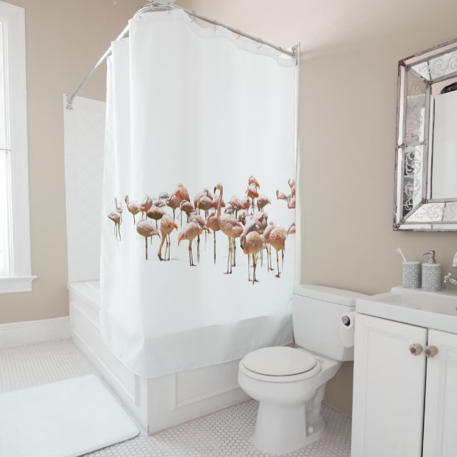 Rideau de douche Flamants roses (En situation)
