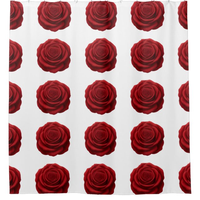 Rideau de douche - Fleur de rose rouge (Devant)