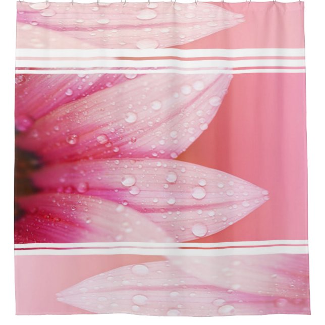 Rideau de douche/Fleur rose avec gouttes de ragoût (Devant)