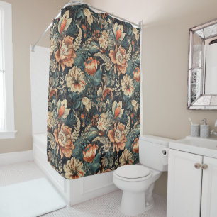 Rideau de douche fleuri bohème