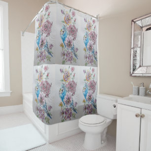 Rideau de douche Fleurs de roses Blue Budgie & Ros