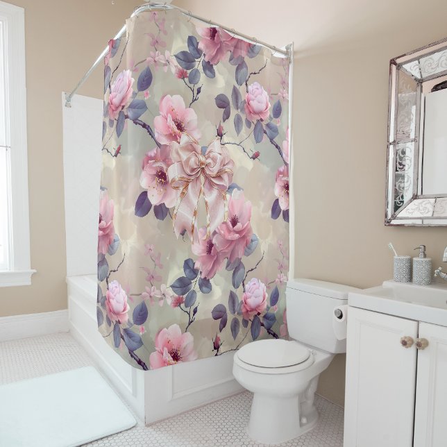Rideau de douche Fleurs roses (Créateur téléchargé)