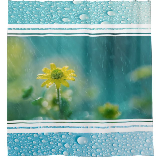Rideau de douche/Fleurs sauvages avec pluie (Devant)