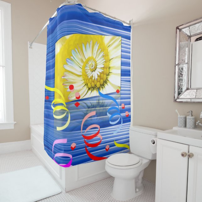 Rideau de douche floral (En situation)