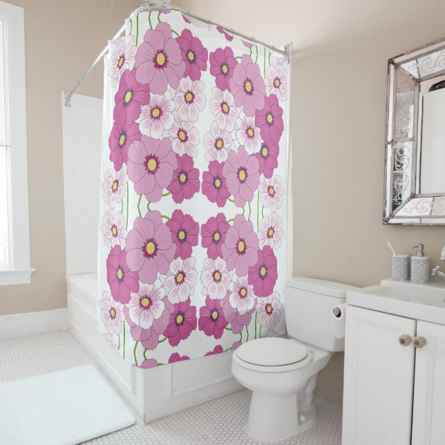 Rideau de douche floral (En situation)