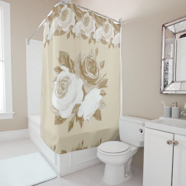 Rideau de douche floral (En situation)