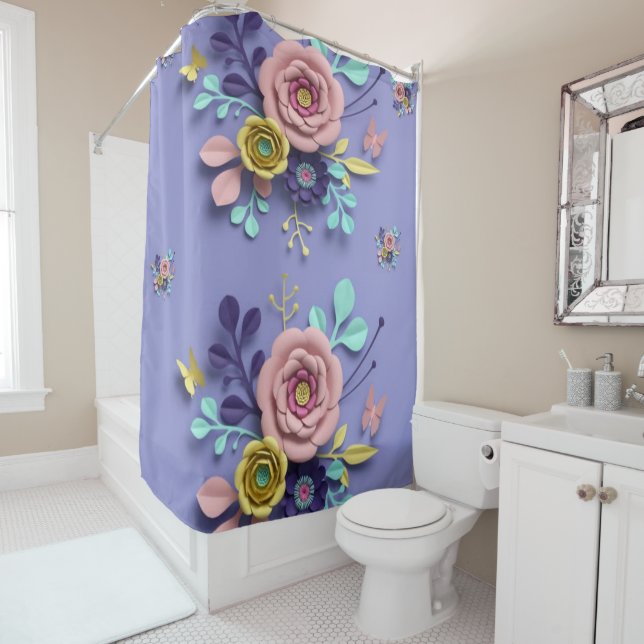 Rideau de douche Floral (En situation)