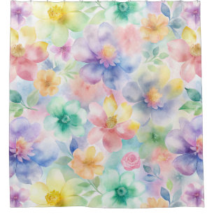 Rideau de douche floral aquarelle pastel