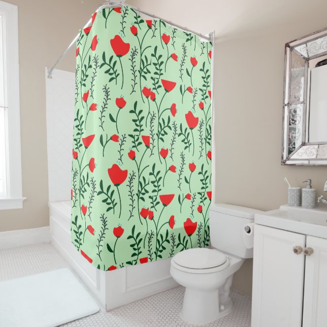 Rideau de douche floral chic rustique Monogram (En situation)