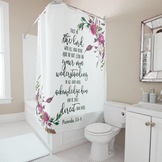 Rideau de douche floral Confiance dans le Seigneur (En situation)
