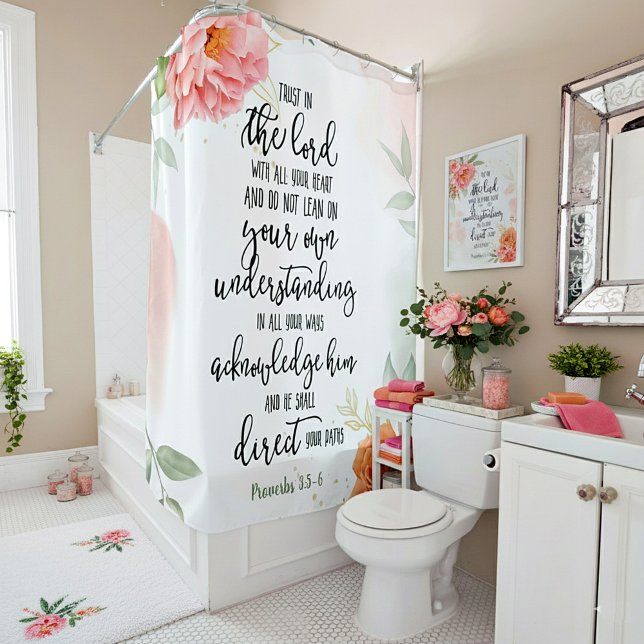 Rideau de douche floral Confiance dans le Seigneur (Créateur téléchargé)