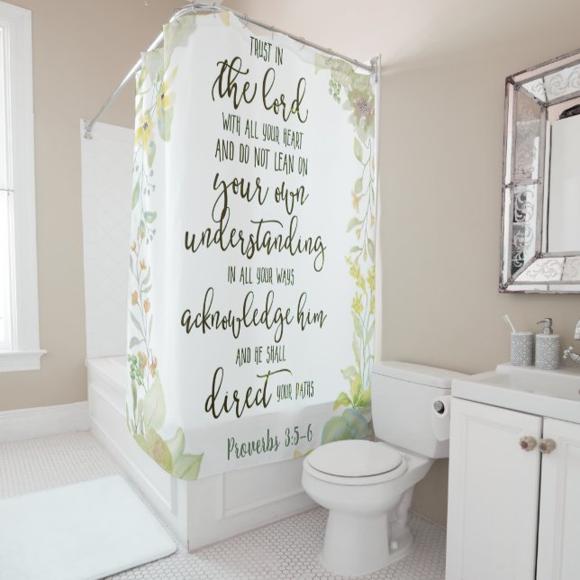 Rideau de douche floral Confiance dans le Seigneur (En situation)