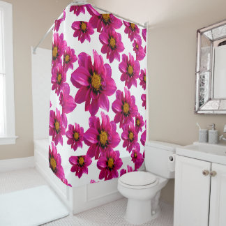 Rideau de douche floral Dahlia rose magenta vibran