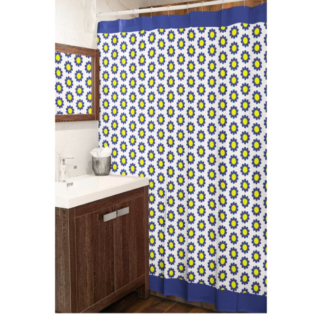 Rideau de douche floral jaune et bleu (Créateur téléchargé)