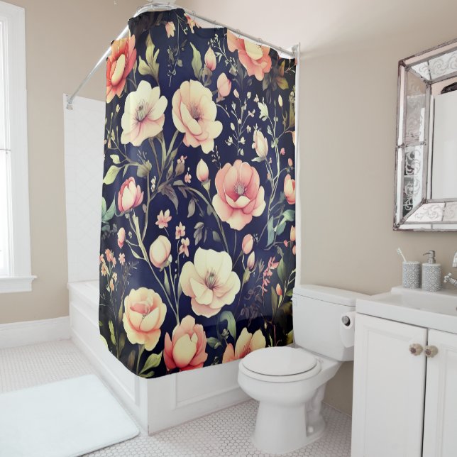Rideau de douche floral magnifique (En situation)