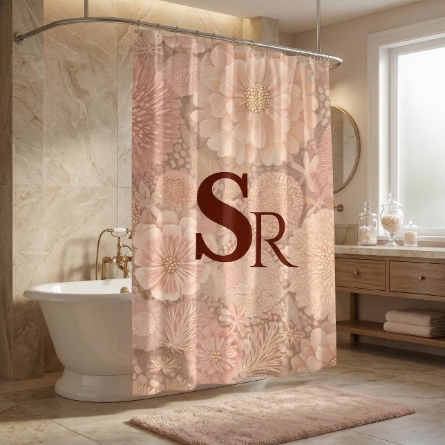 Rideau de douche floral pastel coloré (Créateur téléchargé)