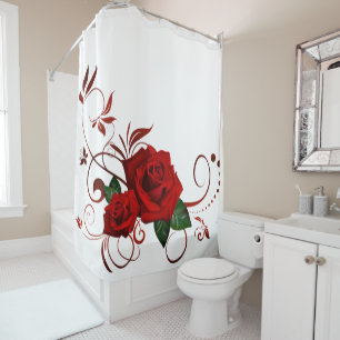Rideau de douche Floral Rose rouge