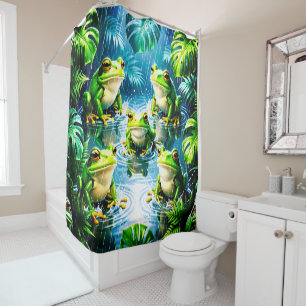 Rideau de douche Frog Rain Artsy Décoration de sal