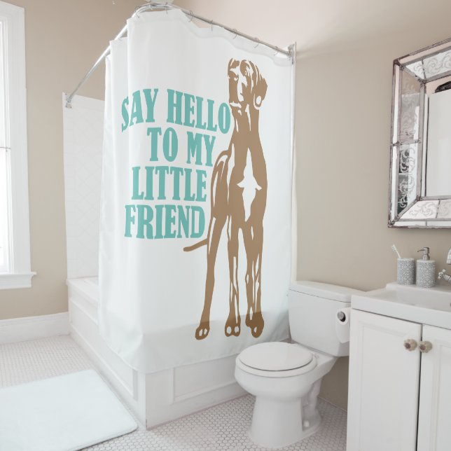 Rideau de douche Funny Little Great Dane (En situation)