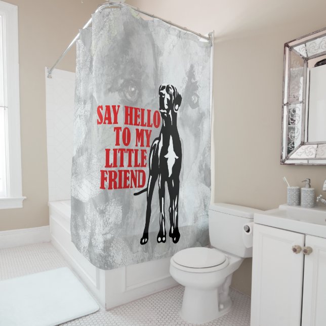 Rideau de douche Funny Little Great Dane (En situation)