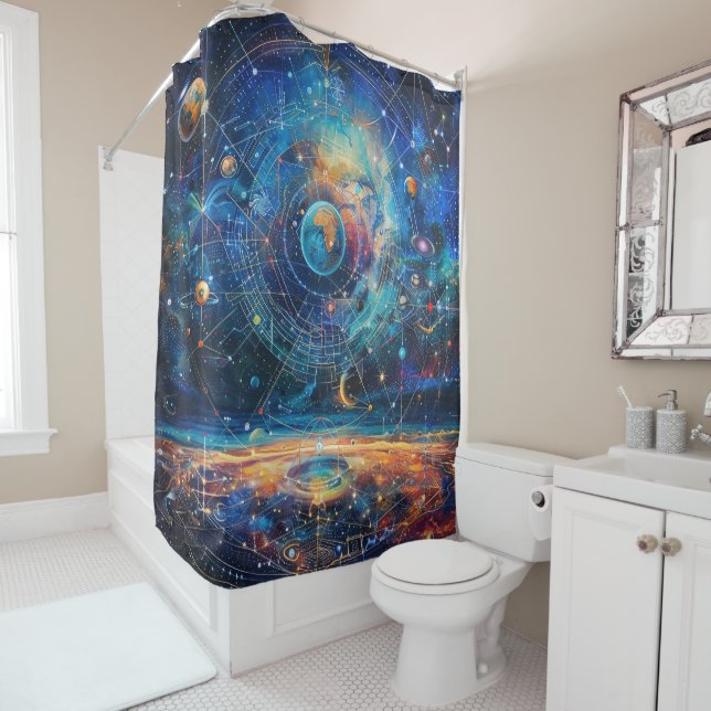 Rideau de douche Galaxie Cosmique (En situation)