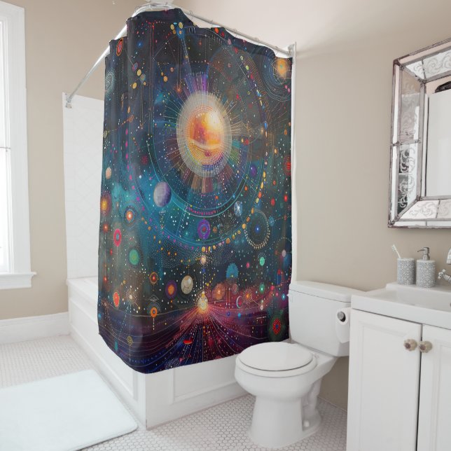 Rideau de douche Galaxie Cosmique (En situation)