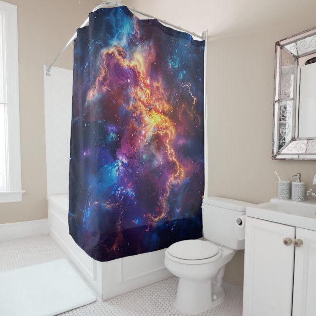 Rideau de douche Galaxie Cosmique (En situation)