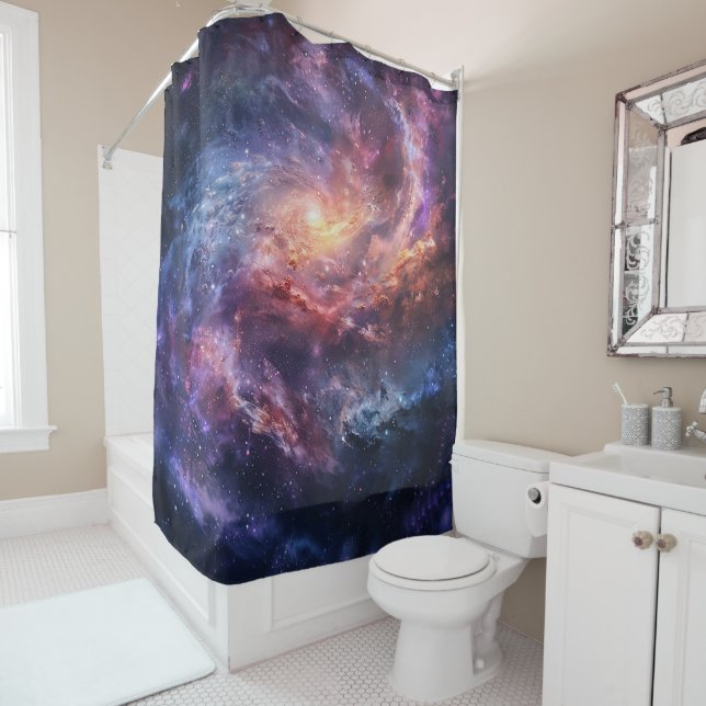 Rideau de douche Galaxie Cosmique (En situation)